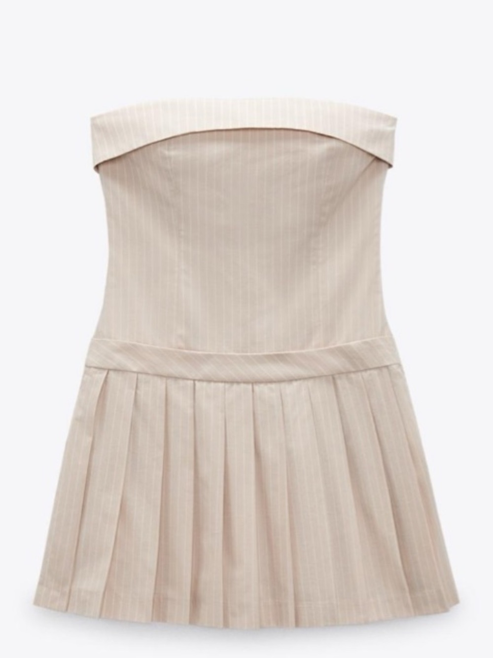 Zara Pinstripe StraplessMini Dress